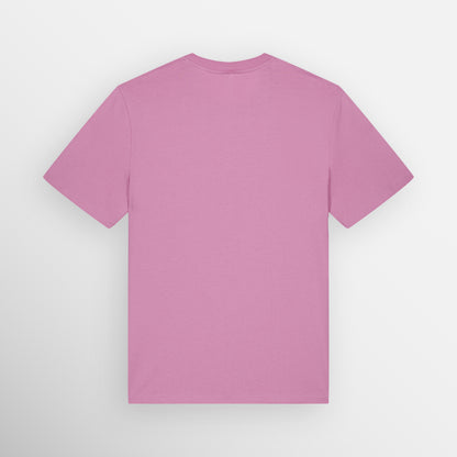 Image shows the plain back of the Bubblegum Pink coloured regular fit t-shirt.