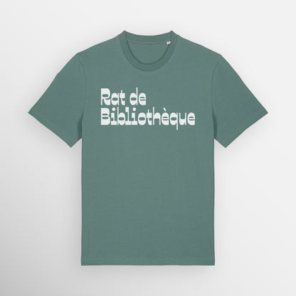 Green Bay coloured regular fit t-shirt with Rat de Bibliothèque written on the front in white, which is French for bookworm.